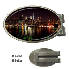 New York City Panorama Urban Hudson River Water Money Clips (oval)  by danenraven