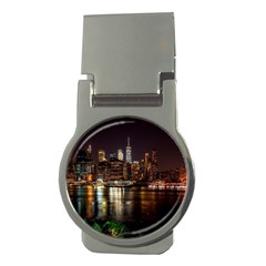 New York City Panorama Urban Hudson River Water Money Clips (round)  by danenraven