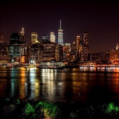 New York City Panorama Urban Hudson River Water Play Mat (square) by danenraven