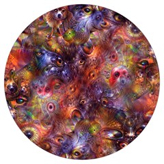 Fantasy Surreal Animals Psychedelic Pattern Round Trivet by danenraven