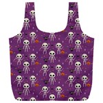 Background Halloween Pattern Pumpkin Skeleton Bat Full Print Recycle Bag (XXXL) Front