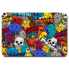 Graffiti Characters Seamless Pattern Large Doormat by Pakemis