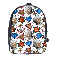 Full Color Flash Tattoo Patterns School Bag (large) by Pakemis