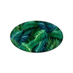 Tropical Green Leaves Background Sticker (Oval) Front