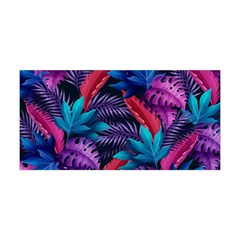 Background With Violet Blue Tropical Leaves Yoga Headband by Pakemis