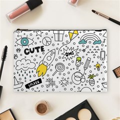 Set Cute Colorful Doodle Hand Drawing Cosmetic Bag (large) by Pakemis