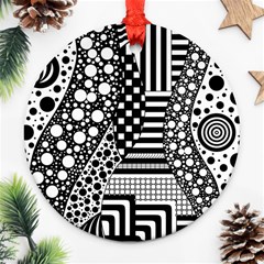 Black And White Round Ornament (two Sides) by gasi