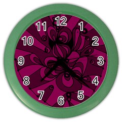 Aubergine Zendoodle Color Wall Clock by Mazipoodles