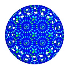 Kaleidoscope Royal Blue Round Filigree Ornament (two Sides) by Mazipoodles