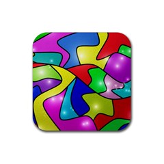 Colorful Abstract Art Rubber Coaster (square) by gasi