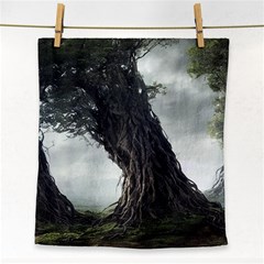 Trees Forest Woods Drawing Fantasy Dream Face Towel by Uceng