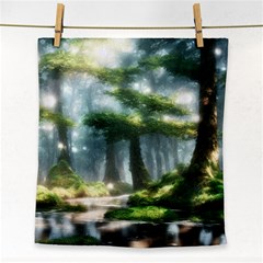 Forest Wood Nature Lake Swamp Water Trees Face Towel by Uceng