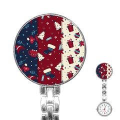 Flat Design Christmas Pattern Collection Art Stainless Steel Nurses Watch by Uceng