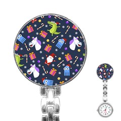 Colorful Funny Christmas Pattern Stainless Steel Nurses Watch by Uceng