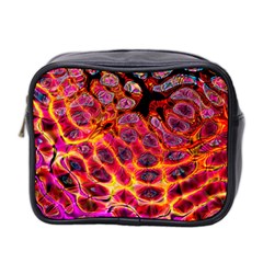 Fractal Black Texture Wallpaper Art Design Mini Toiletries Bag (two Sides) by Pakemis