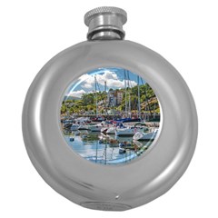 Piriapolis City Port, Maldonado, Uruguay Round Hip Flask (5 Oz) by dflcprintsclothing