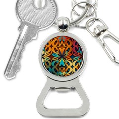 Orange, Turquoise And Blue Pattern  Bottle Opener Key Chain by Sobalvarro