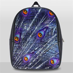 Peacock-feathers-color-plumage Blue School Bag (large) by danenraven