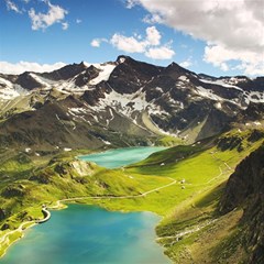 Aerial View Of Mountain And Body Of Water Play Mat (square) by danenraven