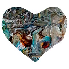 Pouring Edit Large 19  Premium Flano Heart Shape Cushions by kaleidomarblingart