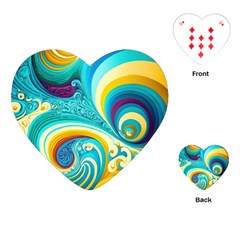 Waves Ocean Sea Abstract Whimsical Playing Cards Single Design (heart) by Jancukart