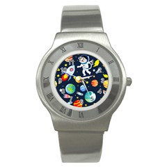 Space Galaxy Seamless Background Stainless Steel Watch by Jancukart