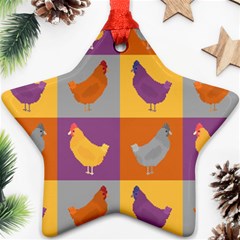 Chickens Pixel Pattern - Version 1a Star Ornament (two Sides) by wagnerps