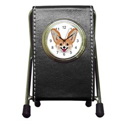 Cardigan Corgi Face Pen Holder Desk Clock by wagnerps