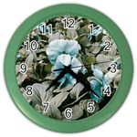 Flowers And Leaves Colored Scene Color Wall Clock Front