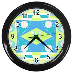 Bohemian Chintz 20 - Pastel Green Blue Pink Wall Clock (black) by Mazipoodles