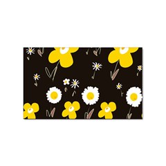 Daisy Flowers White Yellow Brown Black Sticker Rectangular (10 Pack) by Mazipoodles