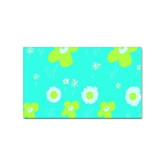 Daisy Flowers Lime Green White Turquoise  Sticker Rectangular (10 Pack) by Mazipoodles