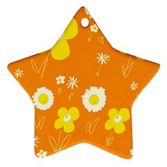 Daisy Flowers Yellow White Orange  Ornament (star) by Mazipoodles