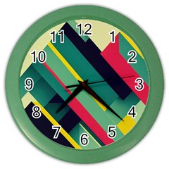 Pattern Abstract Geometric Design Color Wall Clock by danenraven