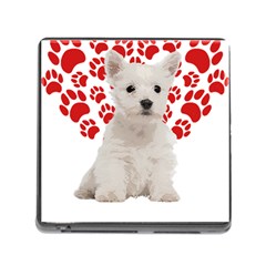 West Highland White Terrier Gift T- Shirt Cute West Highland White Terrier Valentine Heart Paw West Memory Card Reader (square 5 Slot) by maxcute