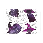 Witch Cat T- Shirt Cute Fantasy Space Witch Cats T- Shirt Small Doormat 24 x16  Door Mat