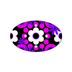 Flowers Pearls And Donuts Purple Hot Pink White Black  Sticker Oval (10 Pack) by Mazipoodles