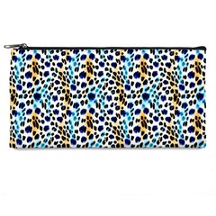 Blue Beige Leopard Pencil Case by DinkovaArt