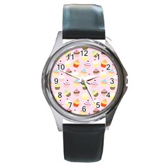 Cupcakes! Round Metal Watch by fructosebat