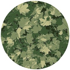 Green Leaves Camouflage Wooden Puzzle Round by Ravend