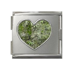 Old Stone Exterior Wall With Moss Mega Link Heart Italian Charm (18mm) by dflcprintsclothing