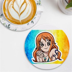 Nami Lovers Money Uv Print Round Tile Coaster by designmarketalsprey31