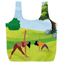 Mother And Daughter Yoga Art Celebrating Motherhood And Bond Between Mom And Daughter  Full Print Recycle Bag (xxxl) by SymmekaDesign