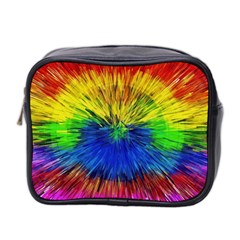 Colour Background Structure Lines Explosion Pop Mini Toiletries Bag (two Sides) by Pakemis