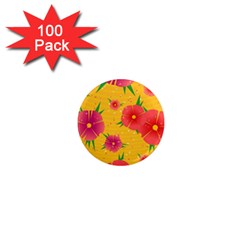 Background Flowers Floral Pattern 1  Mini Magnets (100 Pack)  by Ravend