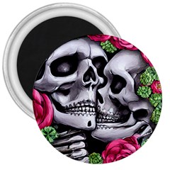 Black Skulls Red Roses 3  Magnets by GardenOfOphir