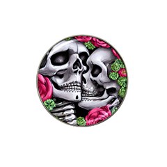 Black Skulls Red Roses Hat Clip Ball Marker (4 Pack) by GardenOfOphir