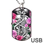 Floral Skeletons Dog Tag USB Flash (One Side) Front