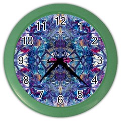 Denim On Pour Color Wall Clock by kaleidomarblingart