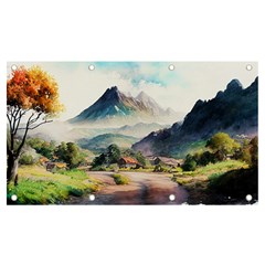 Countryside Trees Grass Mountain Banner And Sign 7  X 4  by Ravend